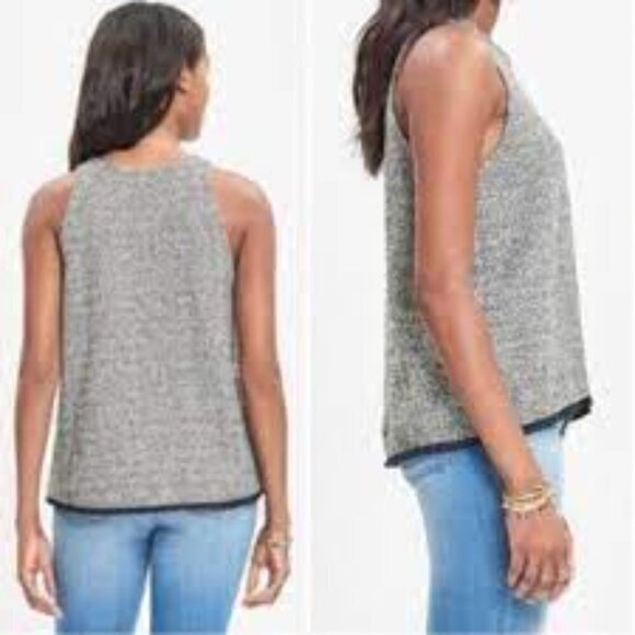 MADEWELL Swingy Fringe Tank Top women's size S black white knit - Picture 2 of 8